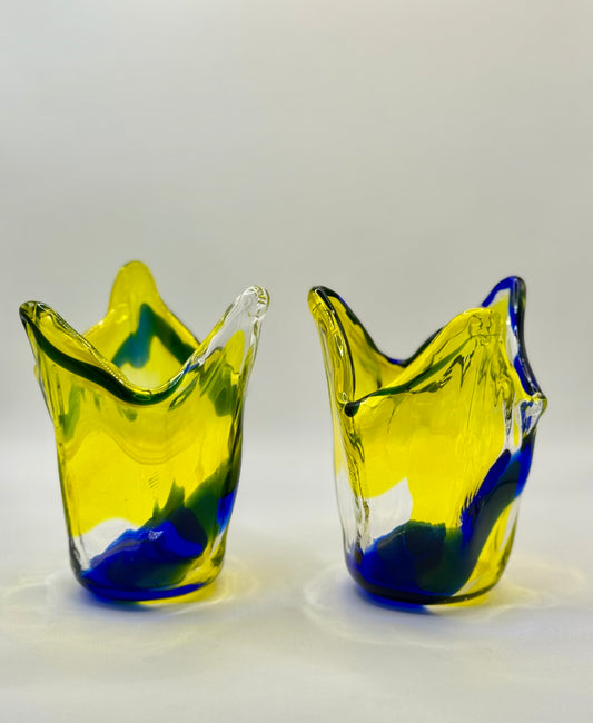 Ocean Ember – Hand-Blown Art Glass Votive (Set of 2)