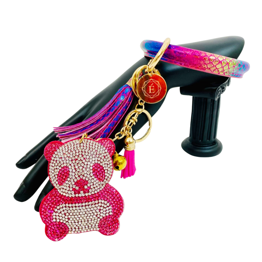 PANDA LOVE - KEYCHAIN w/LEATHER WRISTBAND -  Éclairée